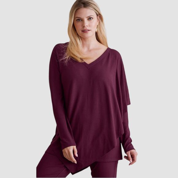 Soft Sorroundings V Neck Overlay Tunic Top Size SP Small Petite - Picture 1 of 9